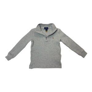 Polo Ralph Lauren Boys Gray Half-Zip Pullover Sweater Small Ribbed Cuffs & Hem